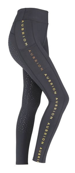 Aubrion Brook Logo Riding Tights - Girls & Ladies Black
