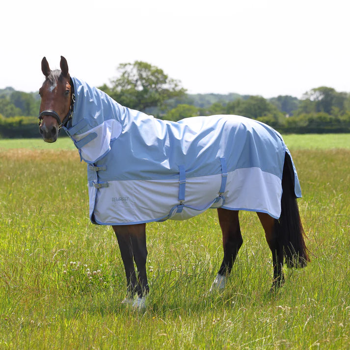 Shires Tempest Original Waterproof Fly Rug – UV Protection, Breathable | Pale Blue | Saddlery-Online