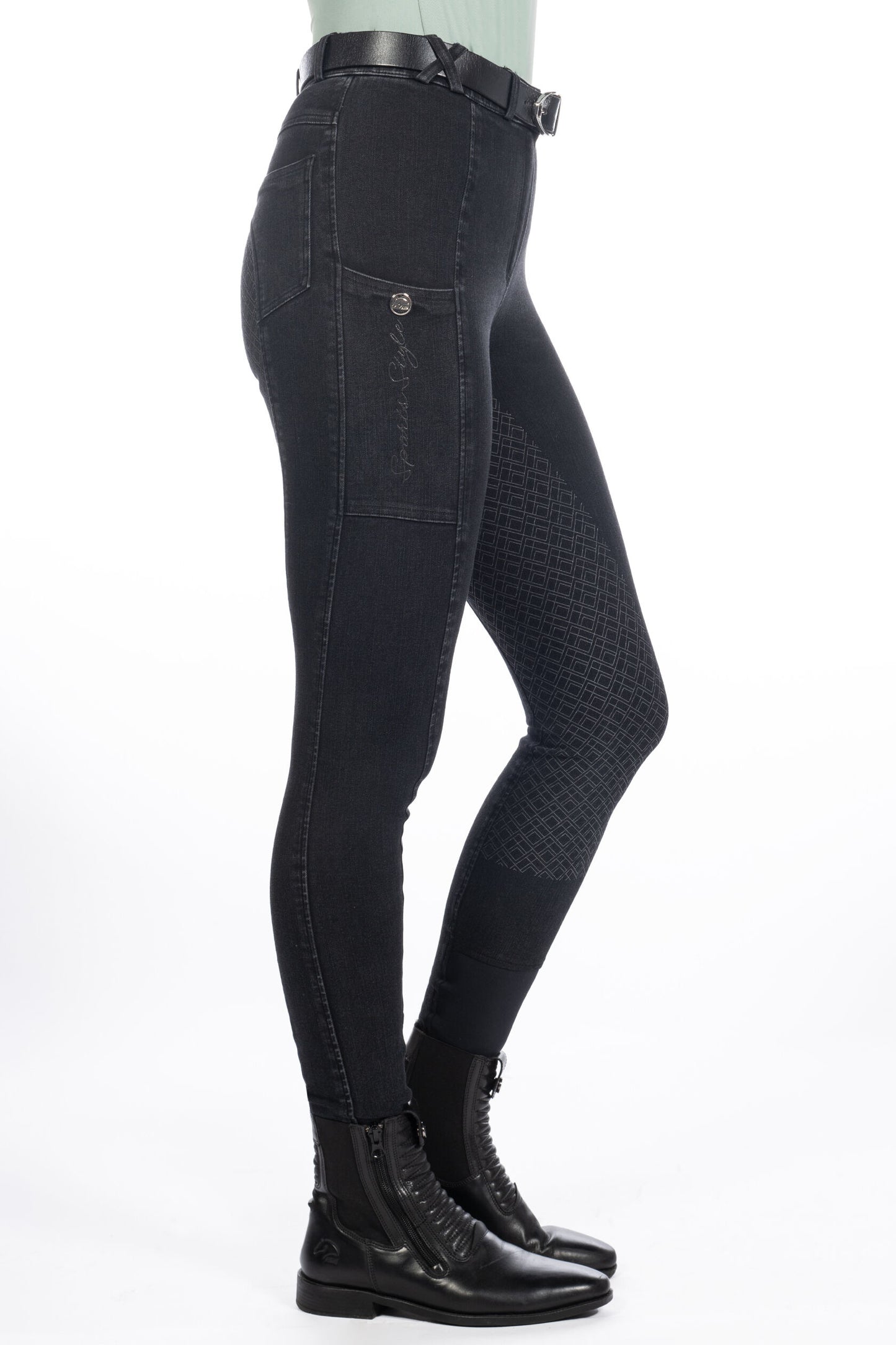 HKM Ladies Full Seat Riding Breeches -Harbour Island Denim
