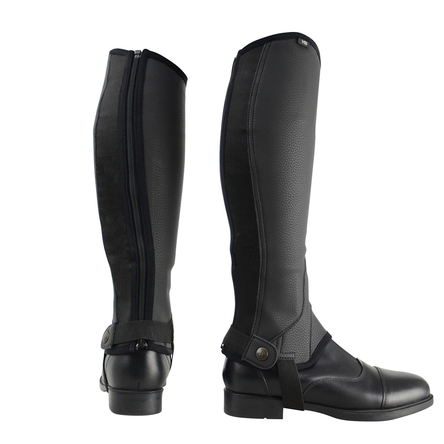 HY Equestrian Synthetic Combi Leather Chaps - Adult Black