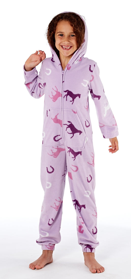Kids Horse Print Fleece Onesie
