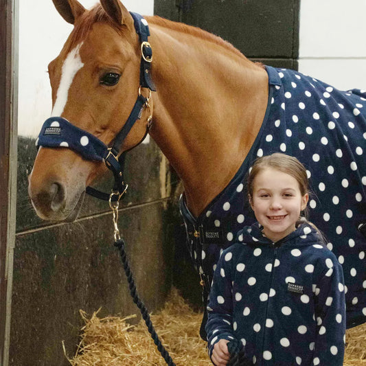 Dotty Fleece Head Collar & Lead Rope - Noble Navy
