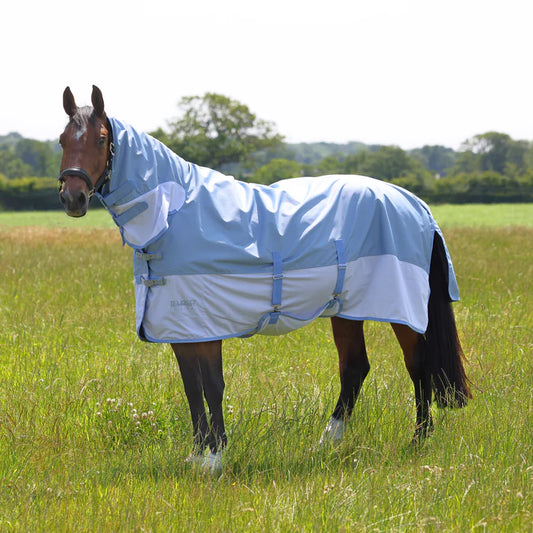 Shires Tempest Original Waterproof Fly Rug – UV Protection, Breathable | Pale Blue | Saddlery-Online
