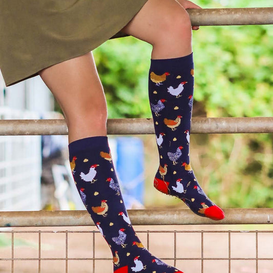 Funky Welly Socks Ladies Colourful Chicken