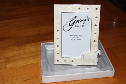 Glass Horse Clock & Dimante Photo Frame