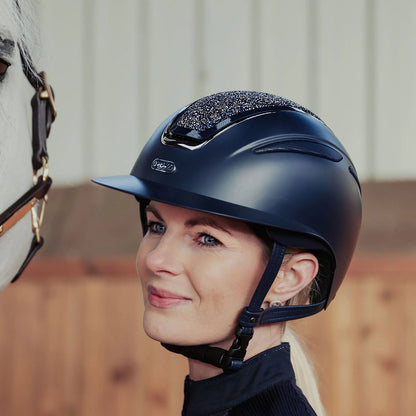 Callisto Classic Peak Riding Hat - Navy Crystal