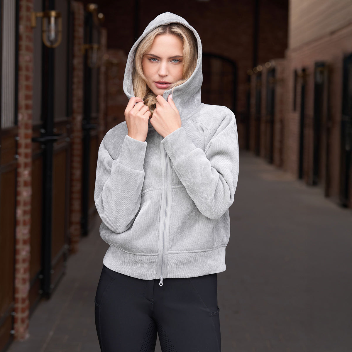 Imperial Riding Gwen Women's Riding Cardigan - Grey or Taupe Melange