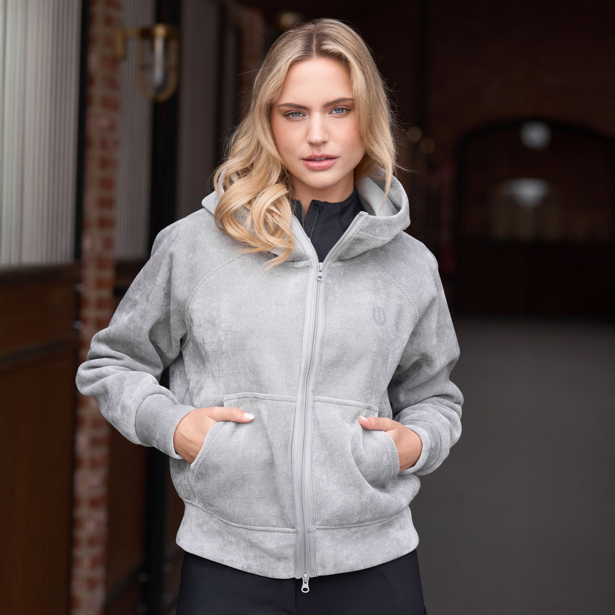 Imperial Riding Gwen Women's Riding Cardigan - Grey or Taupe Melange