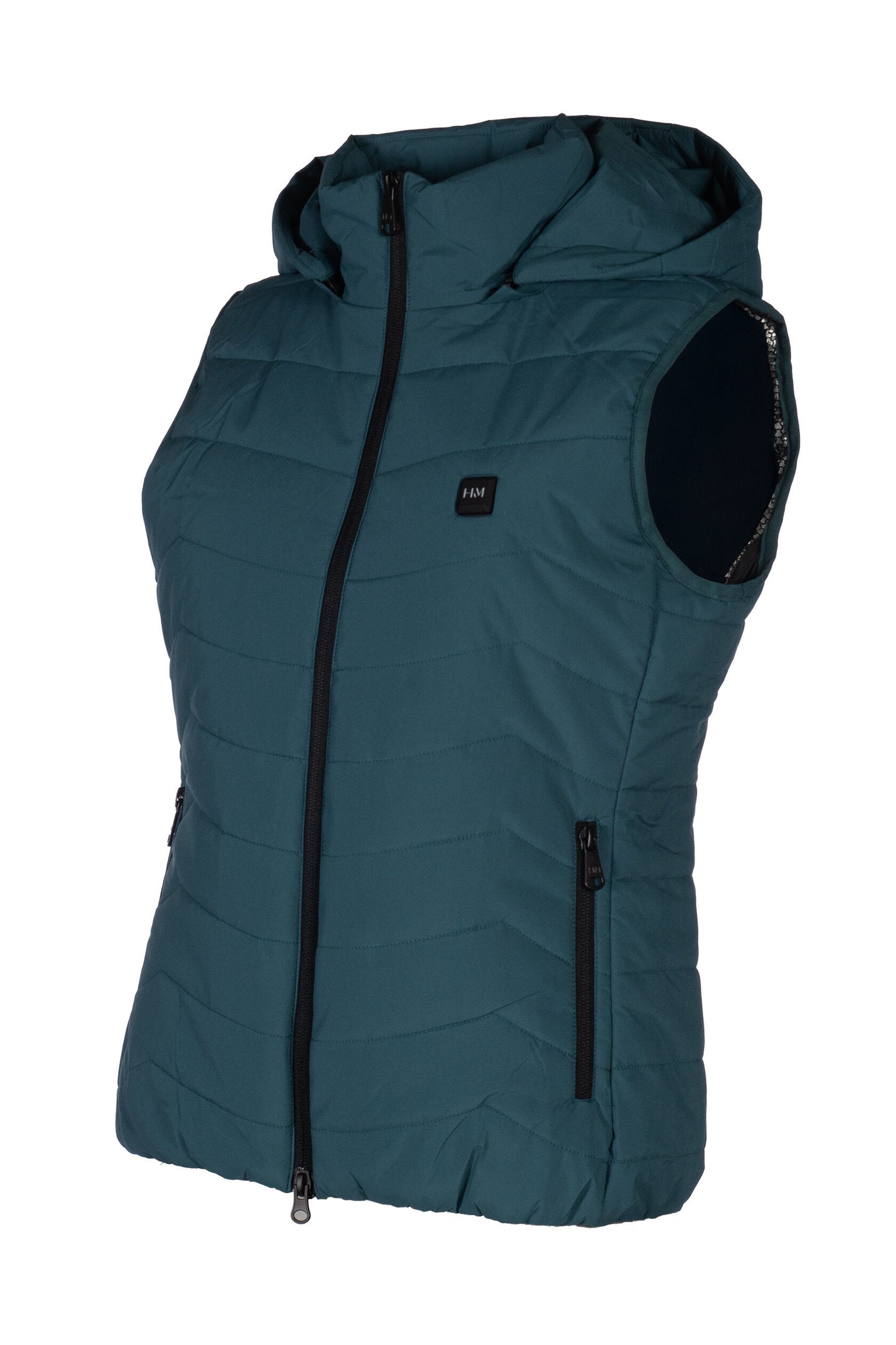 HKM Heated Riding Gilet with Detachable Hood - Petrol