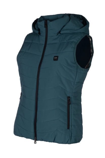 HKM Heated Riding Gilet with Detachable Hood - Petrol