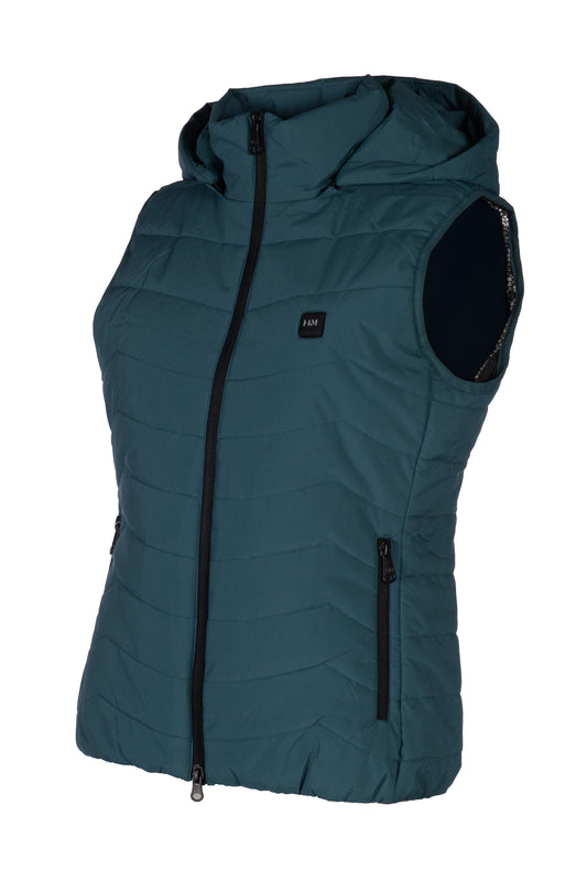 HKM Heated Riding Gilet with Detachable Hood - Petrol