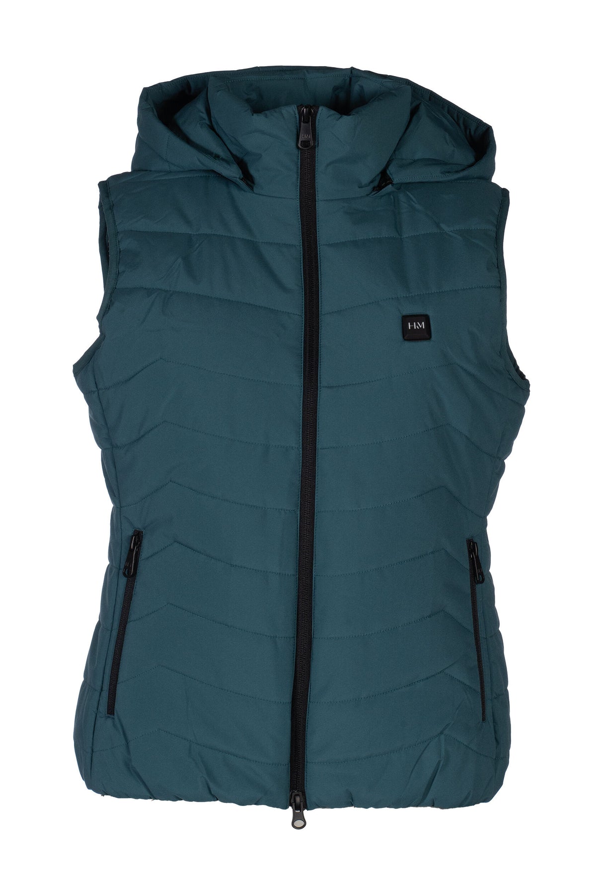HKM Heated Riding Gilet with Detachable Hood - Petrol