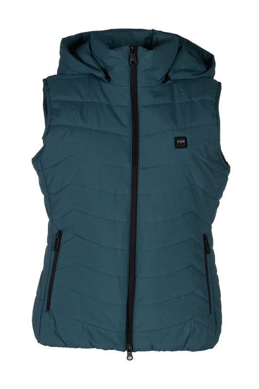 HKM Heated Riding Gilet with Detachable Hood - Petrol