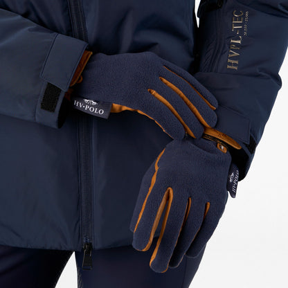 HV Polo Cato Fleece & Leather Riding Gloves - Navy