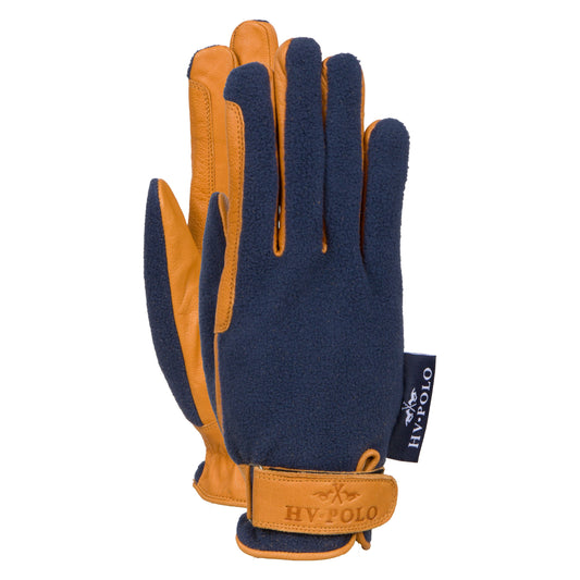 HV Polo Cato Fleece & Leather Riding Gloves - Navy