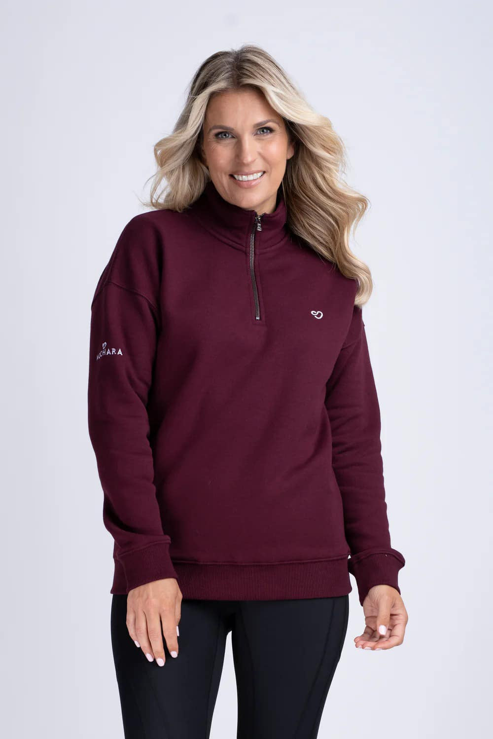 Half Zip Sweatshirt - Burgundy
