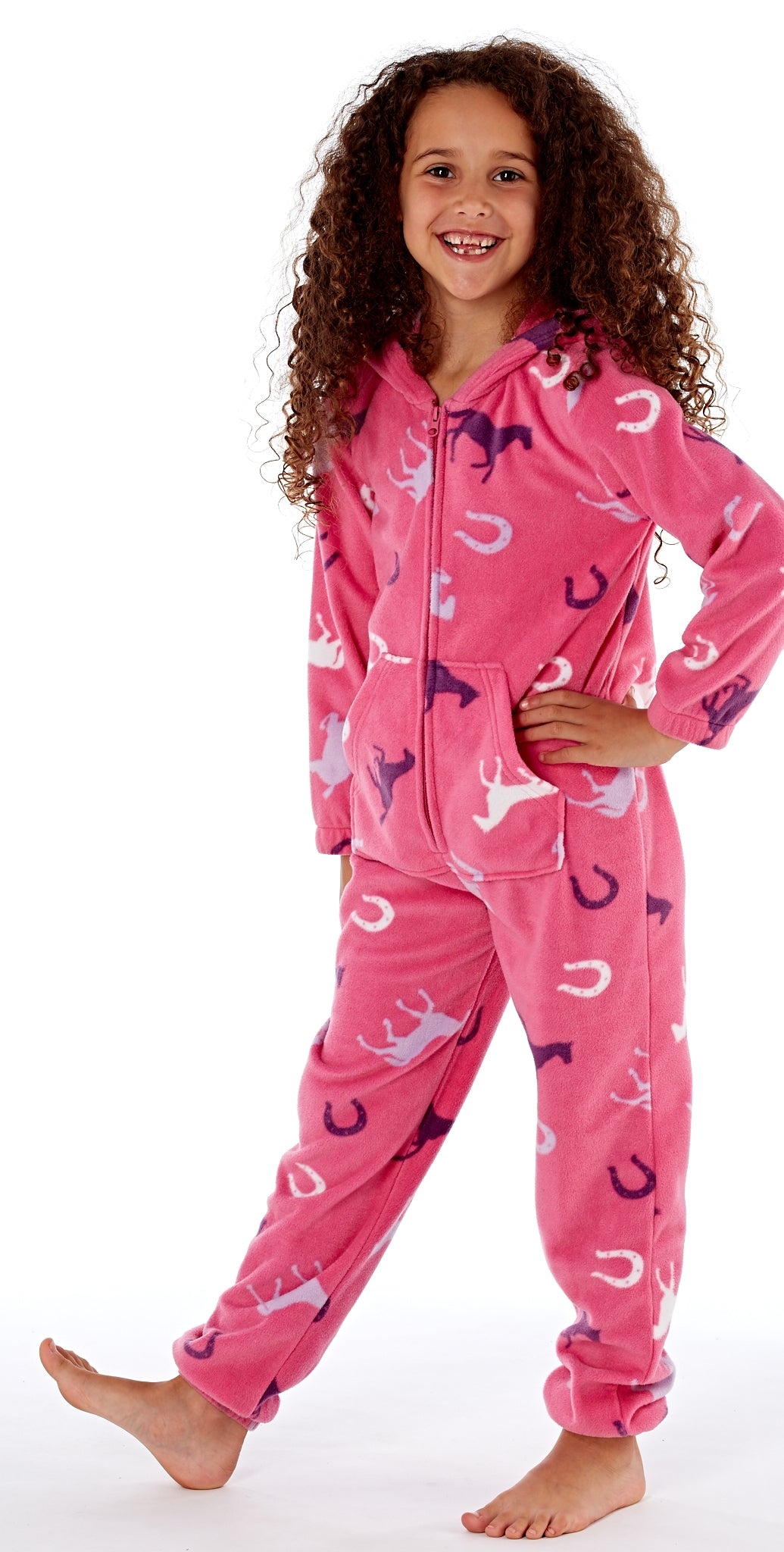 Kids Horse Print Fleece Onesie