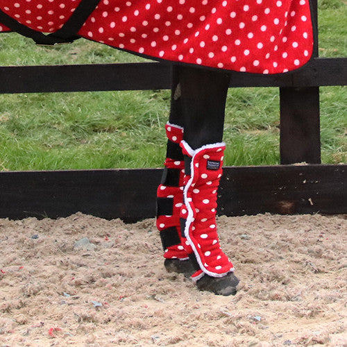 Dotty Fleece Boots - Set of 4 Blue or Red