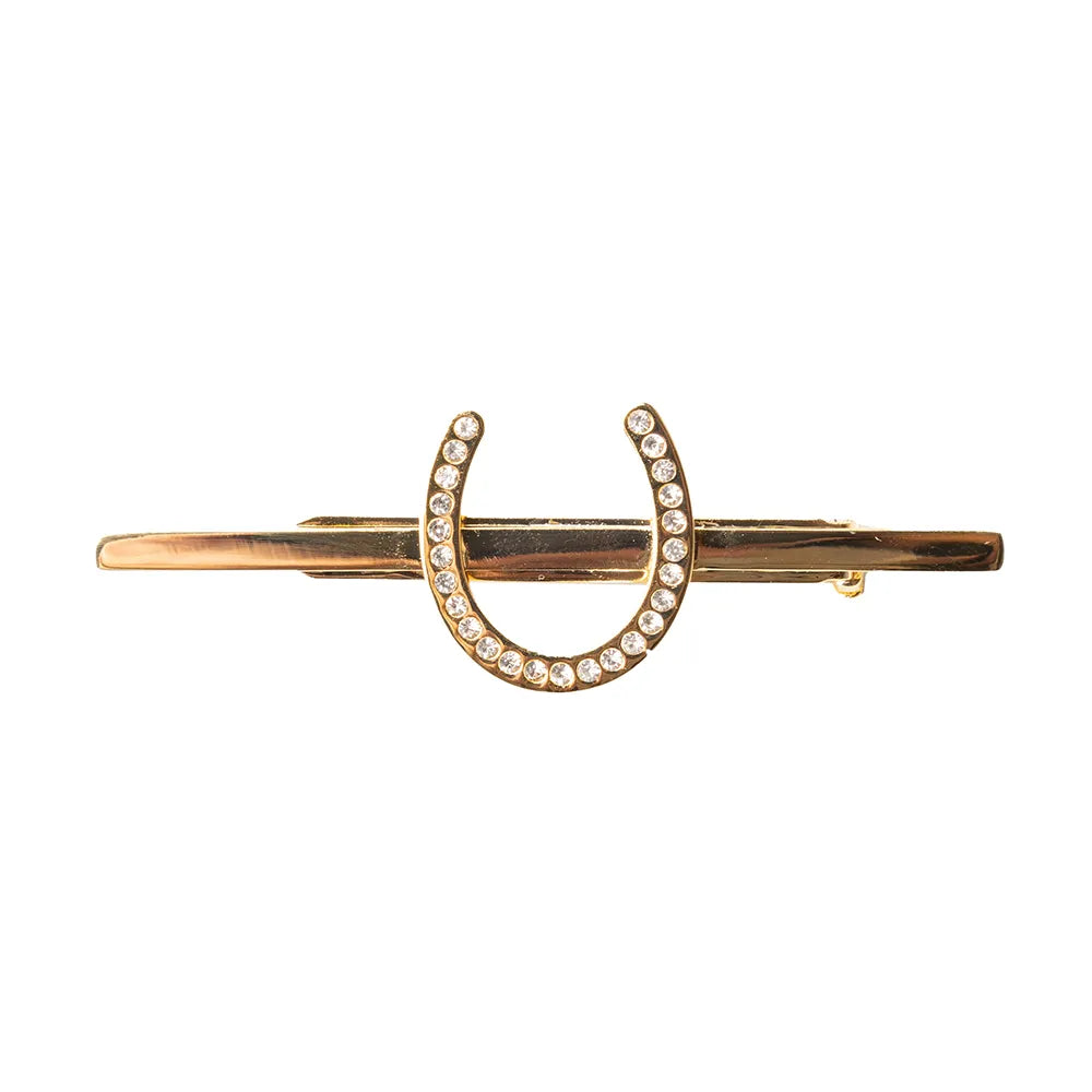 Supreme Products Glitz & Glam Horseshoe Tie Pin – Gold & Silver with Diamante